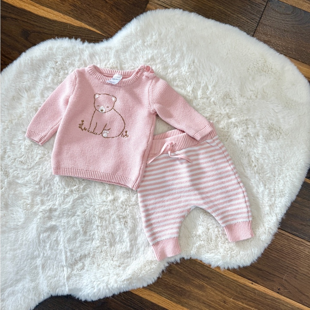 Carters Pink Bear Baby Girl clothing Set (Twin set-set of 2)